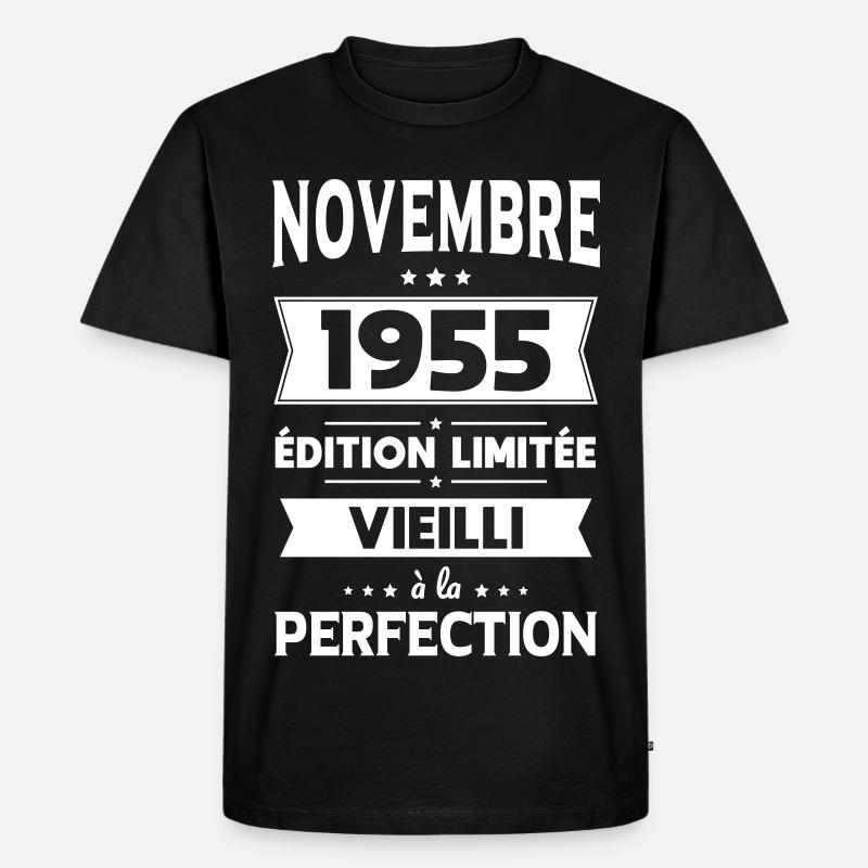 70-jähriges Jubiläum - November 1955 Perfektion - Männer Premium Bio T-Shirt - Schwarz