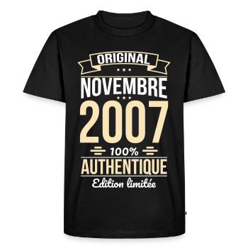 18th Birthday - Original - November 2007 - Men's Premium Organic T-Shirt - black - Front - Nico (187cm)