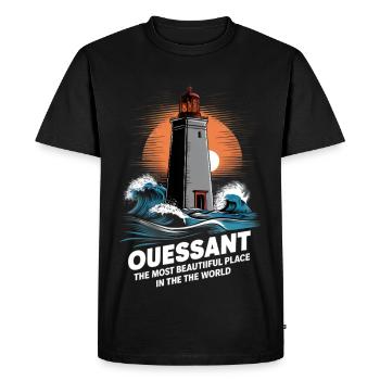Ouessant Island at the End of the World Lighthouse Créac'h Sea - Men's Premium Organic T-Shirt - black - Front - Nico (187cm)