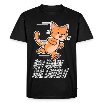 Le chat mignon court en courant, puis je cours ! - T-shirt Premium bio Homme - noir - Devant - Nico (187cm)