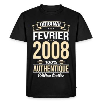 Anniversaire 18 ans - Original - Février 2008 - T-shirt Premium bio Homme - noir - Devant - Nico (187cm)