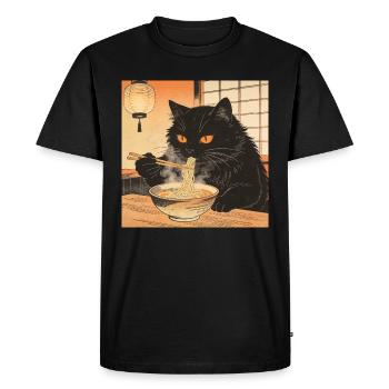 Chat mignon Ramen nouilles Japon Vague Cadeau rétr - T-shirt Premium bio Homme - noir - Devant - Nico (187cm)