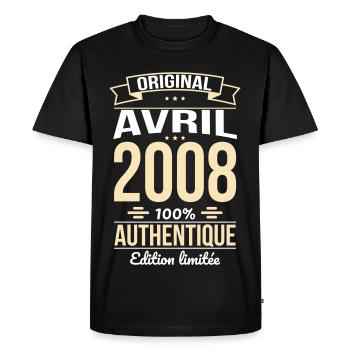 Anniversaire 18 ans - Original - Avril 2008 - T-shirt Premium bio Homme - noir - Devant - Nico (187cm)