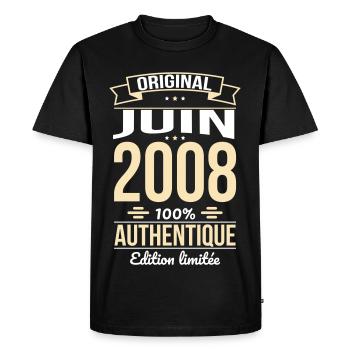 Anniversaire 18 ans - Original - Juin 2008 - T-shirt Premium bio Homme - noir - Devant - Nico (187cm)