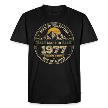 1977 Fête Anniversaire 1977 - Né en 1977 - T-shirt Premium bio Homme - noir - Devant - Nico (187cm)