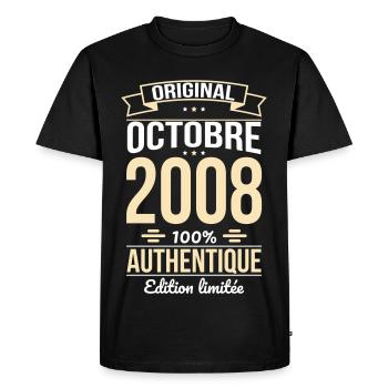 Anniversaire 18 ans - Original - Octobre 2008 - T-shirt Premium bio Homme - noir - Devant - Nico (187cm)