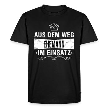 Ehemann - Männer Premium Bio T-Shirt - Schwarz - Vorne - Nico (187cm)