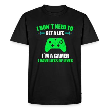I DON´T NEED TO GET A LIFE I´M A GAMER - T-shirt Premium bio Homme - noir - Devant - Nico (187cm)