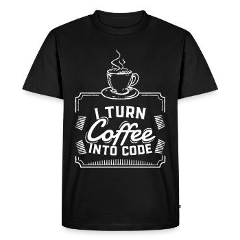 Coffee Code Programming Gift Funny Caffeine - Men's Premium Organic T-Shirt - black - Front - Nico (187cm)