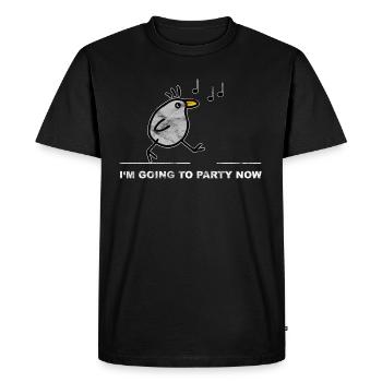 joie de vivre - Singing bird goes to a party - Men's Premium Organic T-Shirt - black - Front - Nico (187cm)