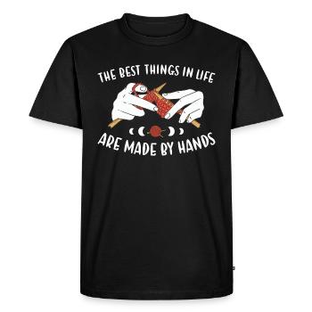 Les meilleures choses de la vie sont faites à la main - T-shirt Premium bio Homme - noir - Devant - Nico (187cm)