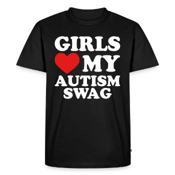 Girls Love My Autism Swag - Men's Premium Organic T-Shirt - black - Front - Nico (187cm)