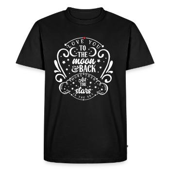 Je t'aime à la lune et au dos - T-shirt Premium bio Homme - noir - Devant - Nico (187cm)
