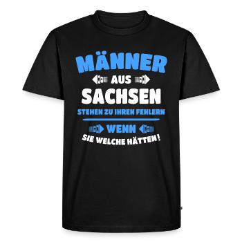 Sachsen Männer Sprüche Sächsisch Mann - Männer Premium Bio T-Shirt - Schwarz - Vorne - Nico (187cm)