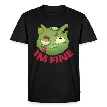Im Fine Sarcastic Cat Zombie Monster Halloween - Men's Premium Organic T-Shirt - black - Front - Nico (187cm)