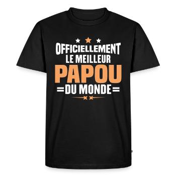 Officiellement Le Meilleur Papou Du Monde - T-shirt Premium bio Homme - noir - Devant - Nico (187cm)