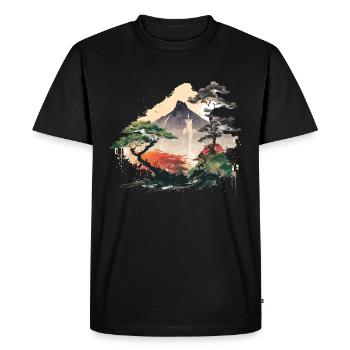 Aquarelle asiatique - T-shirt Premium bio Homme - noir - Devant - Nico (187cm)