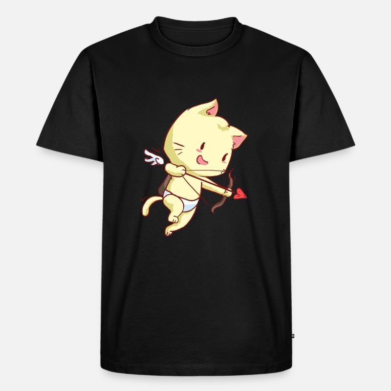 Cupidon Chat Cupidon Kitten Romantique Mignon - T-shirt Premium bio Homme - noir