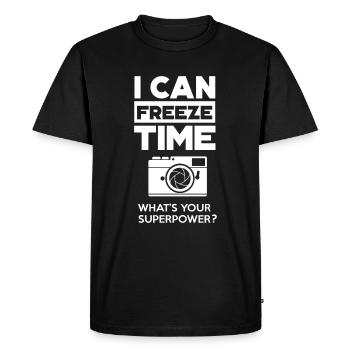 JE PEUX GELER LE TEMPS - PHOTOGRAPHE PHOTOGRAPHY - GIFT - T-shirt Premium bio Homme - noir - Devant - Nico (187cm)