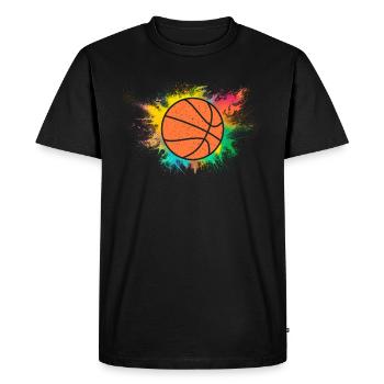 Ballon de Basketball Éclaboussures de peinture - T-shirt Premium bio Homme - noir - Devant - Nico (187cm)