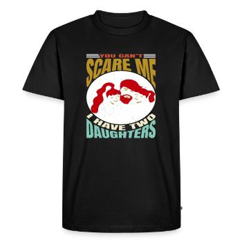 Tu ne peux pas me faire peur, j’ai 2 filles - T-shirt Premium bio Homme - noir - Devant - Nico (187cm)
