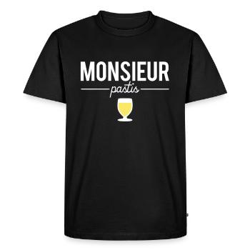 Monsieur pastis jaune blague amateur pastis - T-shirt Premium bio Homme - noir - Devant - Nico (187cm)