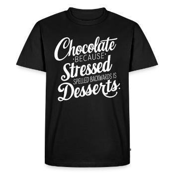 Chocolate Dessert Stress Saying Funny Dessert - Men's Premium Organic T-Shirt - black - Front - Nico (187cm)