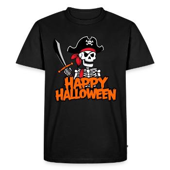 Happy Halloween Pirate Skeleton - Men's Premium Organic T-Shirt - black - Front - Nico (187cm)