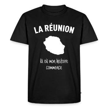 reunion-histoire - T-shirt Premium bio Homme - noir - Devant - Nico (187cm)