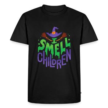 Je sens les enfants - Cadeau Sorcière d'Halloween - T-shirt Premium bio Homme - noir - Devant - Nico (187cm)