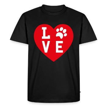 Love chien patte coeur Love Dog Paw Heart - T-shirt Premium bio Homme - noir - Devant - Nico (187cm)