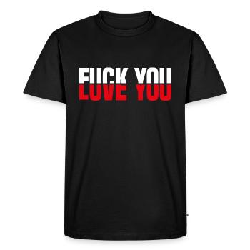 Fuck you Love you mi-blanc - T-shirt Premium bio Homme - noir - Devant - Nico (187cm)