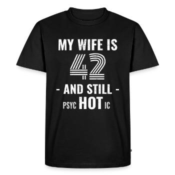 42 ans d’anniversaire Femme Psychotique - T-shirt Premium bio Homme - noir - Devant - Nico (187cm)