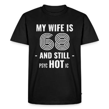 68 ans d’anniversaire Femme Psychotique - T-shirt Premium bio Homme - noir - Devant - Nico (187cm)
