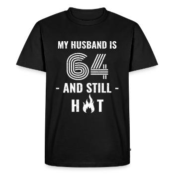 64 years birthday husband - Men's Premium Organic T-Shirt - black - Front - Nico (187cm)