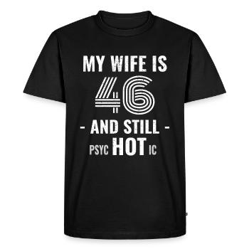 46 ans d’anniversaire Femme Psychotique - T-shirt Premium bio Homme - noir - Devant - Nico (187cm)