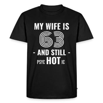 63 ans d’anniversaire Femme Psychotique - T-shirt Premium bio Homme - noir - Devant - Nico (187cm)