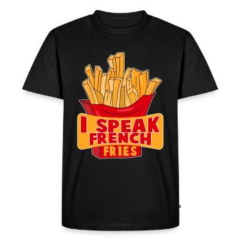 Je parle Français frites - T-shirt Premium bio Homme - noir - Devant - Nico (187cm)