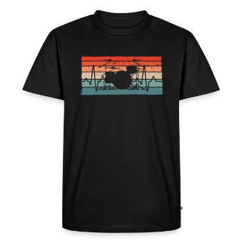 Retro Drummer Heartbeat Drummer - Men's Premium Organic T-Shirt - black - Front - Nico (187cm)