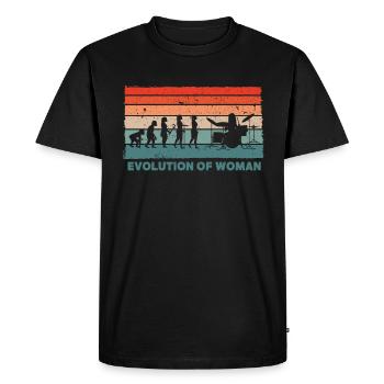 Retro Schlagzeuger Evolution Drummer - Men's Premium Organic T-Shirt - black - Front - Nico (187cm)