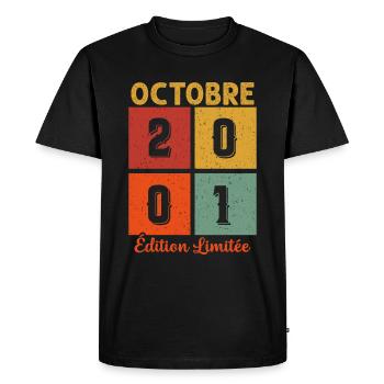 Octobre 2001 Vintage - T-shirt Premium bio Homme - noir - Devant - Nico (187cm)
