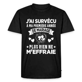 Ma Première Année De Mariage Humour Cadeau - T-shirt Premium bio Homme - noir - Devant - Nico (187cm)