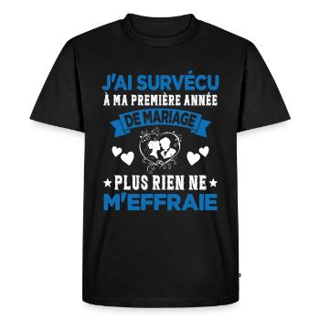 Ma Première Année De Mariage Humour Cadeau - T-shirt Premium bio Homme - noir - Devant - Nico (187cm)