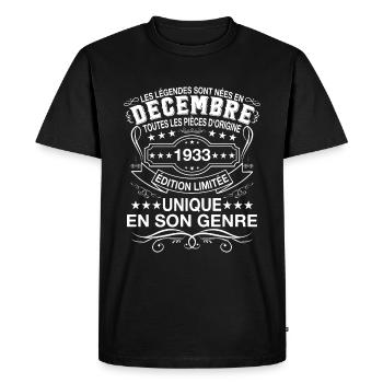 Les Légendes Sont Nées En Décembre 1933 Cadeau - T-shirt Premium bio Homme - noir - Devant - Nico (187cm)
