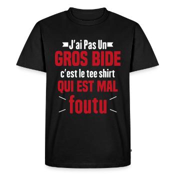 J'ai Pas Un Gros Bide Humour Cadeau - T-shirt Premium bio Homme - noir - Devant - Nico (187cm)