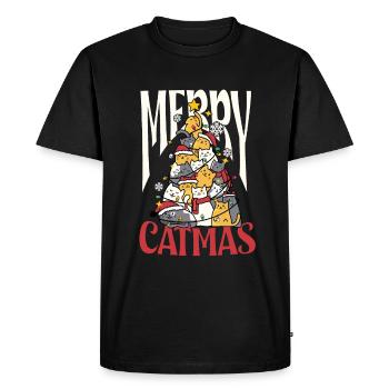 Christmas tree from kitten Merry Catmas - Men's Premium Organic T-Shirt - black - Front - Nico (187cm)