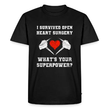 Survived Open Heart Surgery What's Your Superpower - Men's Premium Organic T-Shirt - black - Front - Nico (187cm)
