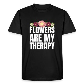 Les fleurs sont ma thérapie jardinier fleuriste - T-shirt Premium bio Homme - noir - Devant - Nico (187cm)