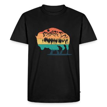 Rétro Vache Bison Buffle d’eau Buffle Silhouette - T-shirt Premium bio Homme - noir - Devant - Nico (187cm)