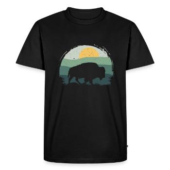 Retro Cow Bison Buffalo Buffalo Silhouette de buffle d’eau - T-shirt Premium bio Homme - noir - Devant - Nico (187cm)